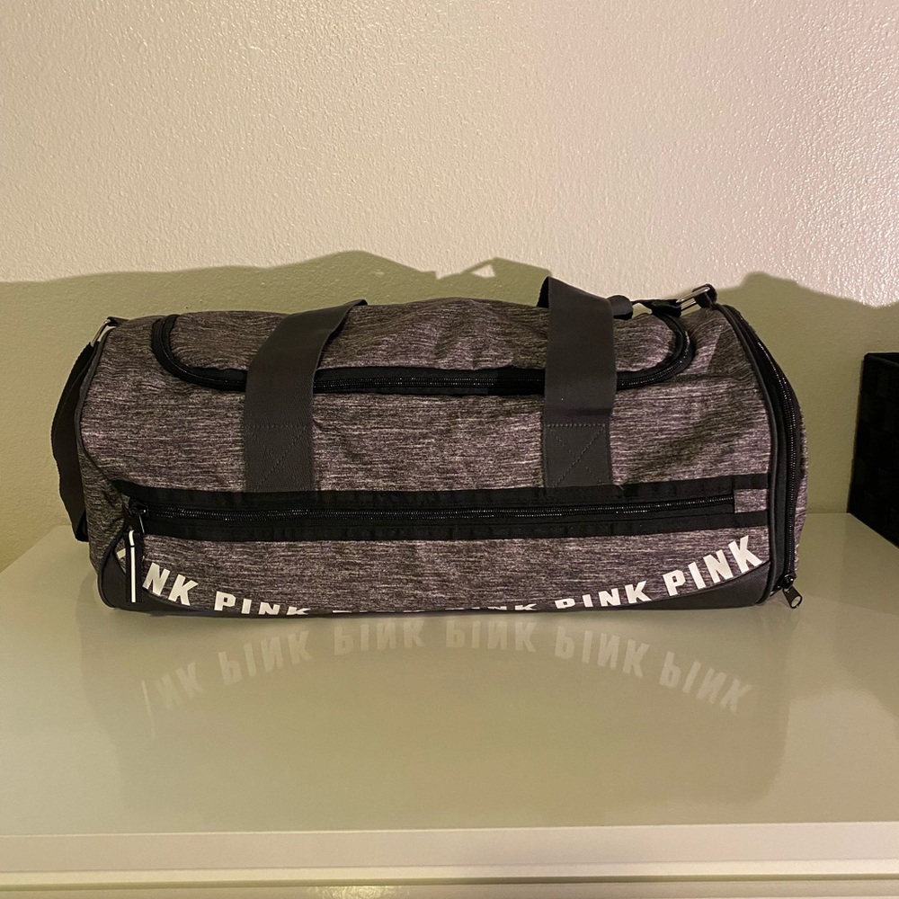 PINK brand duffle bag in gray